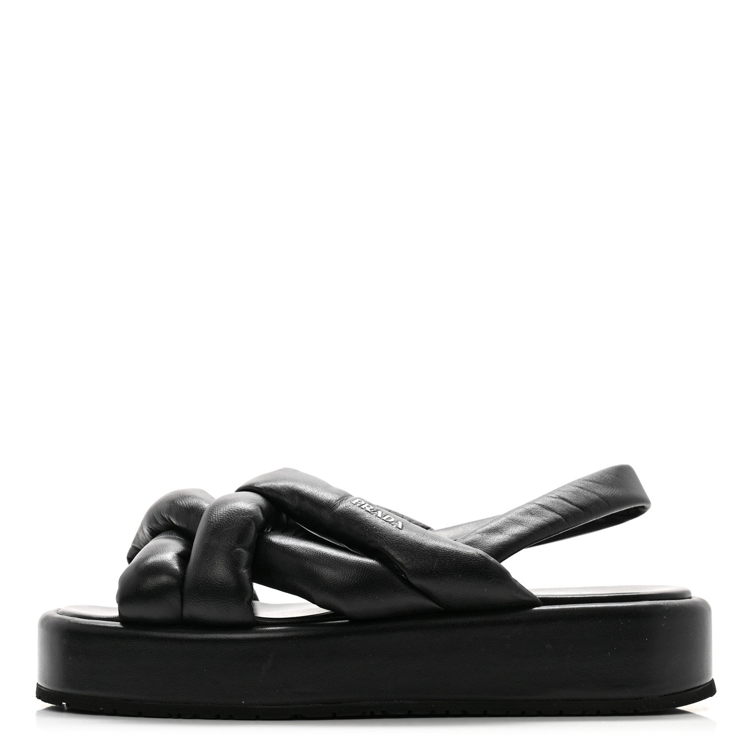 Prada Nappa Padded Blow 20mm Slingback Sandals 38 Black 1 of 10