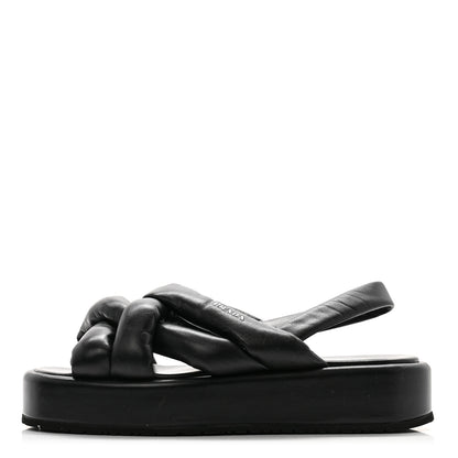 Prada Nappa Padded Blow 20mm Slingback Sandals 38 Black 1 of 10