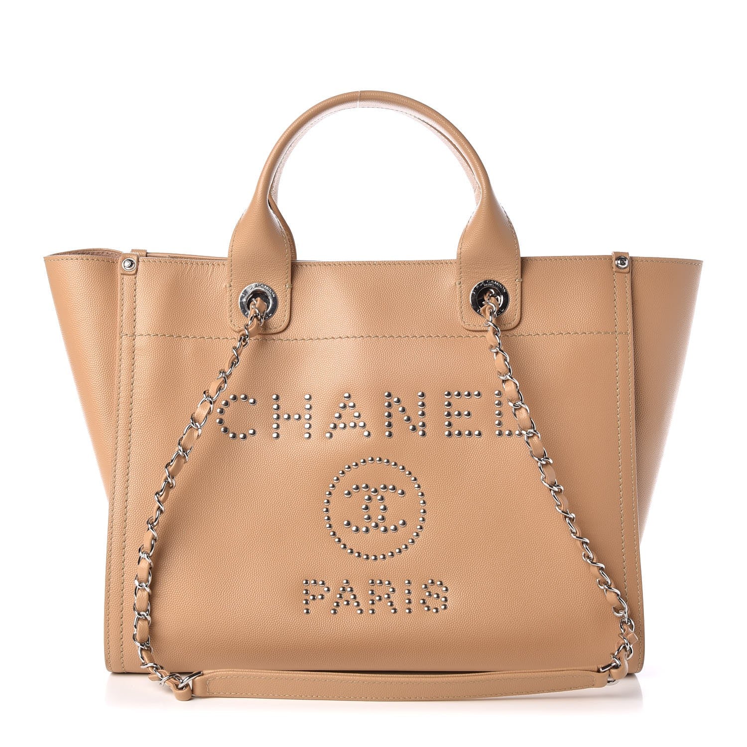Chanel Caviar Small Studded Deauville Tote Beige 1 of 8