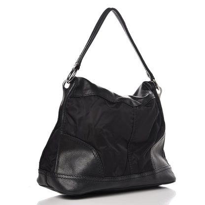 Prada Calfskin Tessuto Nylon Large Easy Fold Over Satchel Black 3 of 11