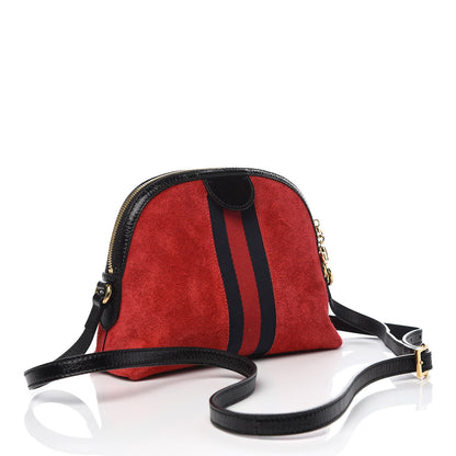 Gucci Suede Patent Web GG Small Ophidia Dome Shoulder Bag Hibiscus Red 3 of 9
