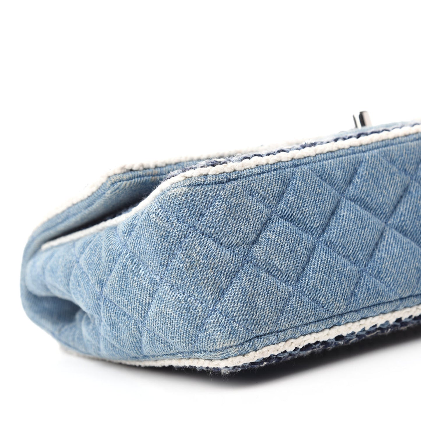Denim Braided Medium Flap Bag Light Blue