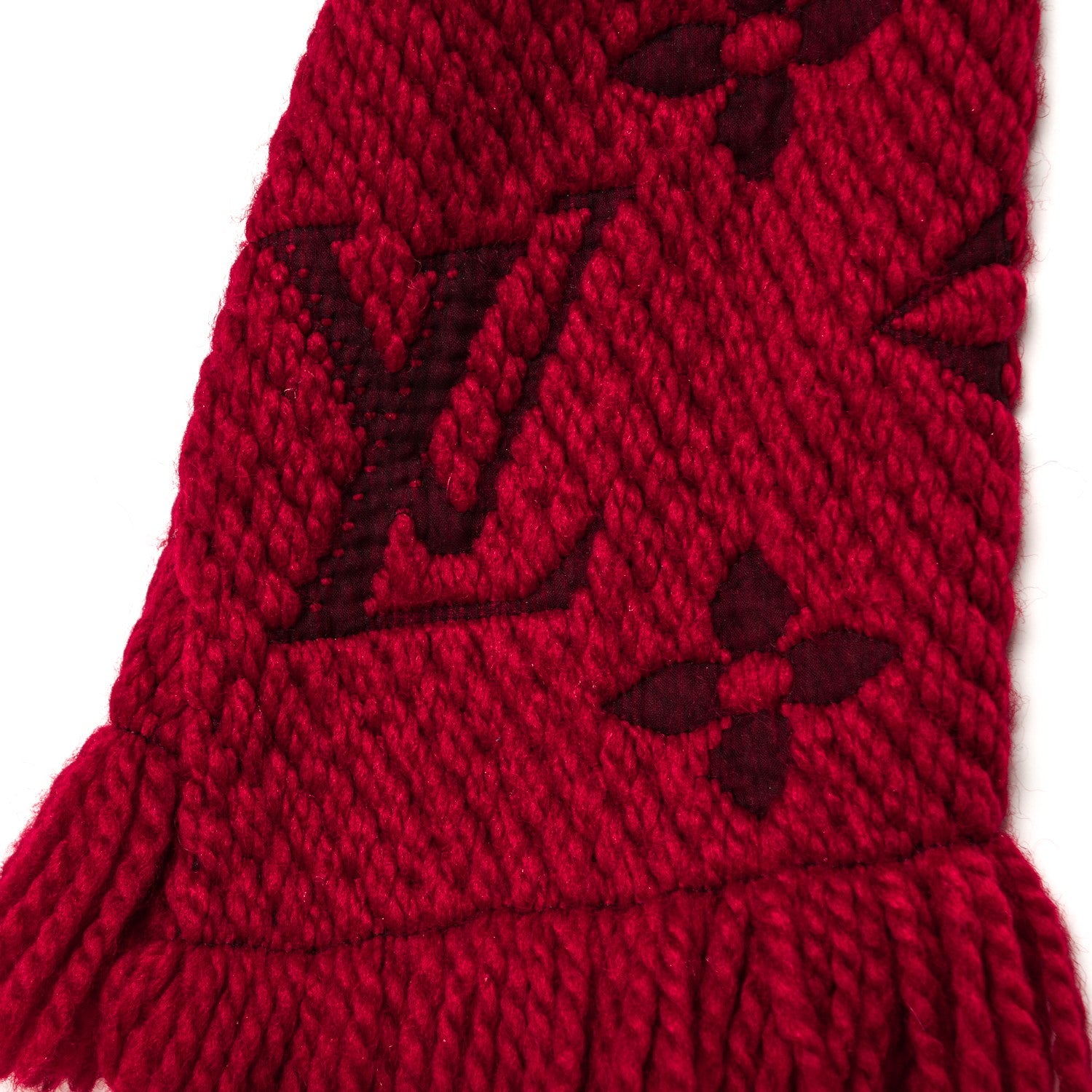 Louis Vuitton Wool Silk Logomania Scarf Rubis 3 of 5