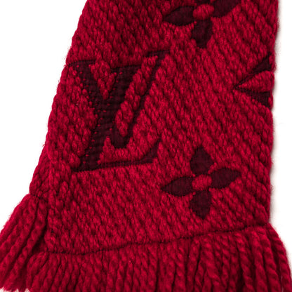 Louis Vuitton Wool Silk Logomania Scarf Rubis 3 of 5