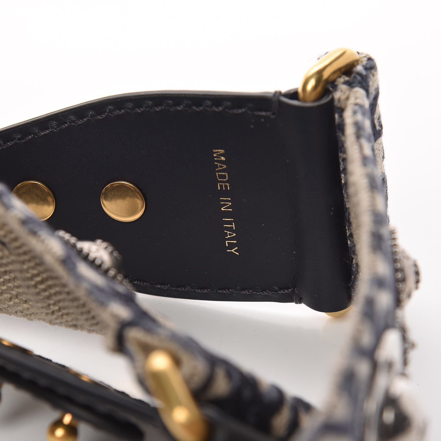 Christian Dior Oblique Studded Shoulder Strap Blue 4 of 6