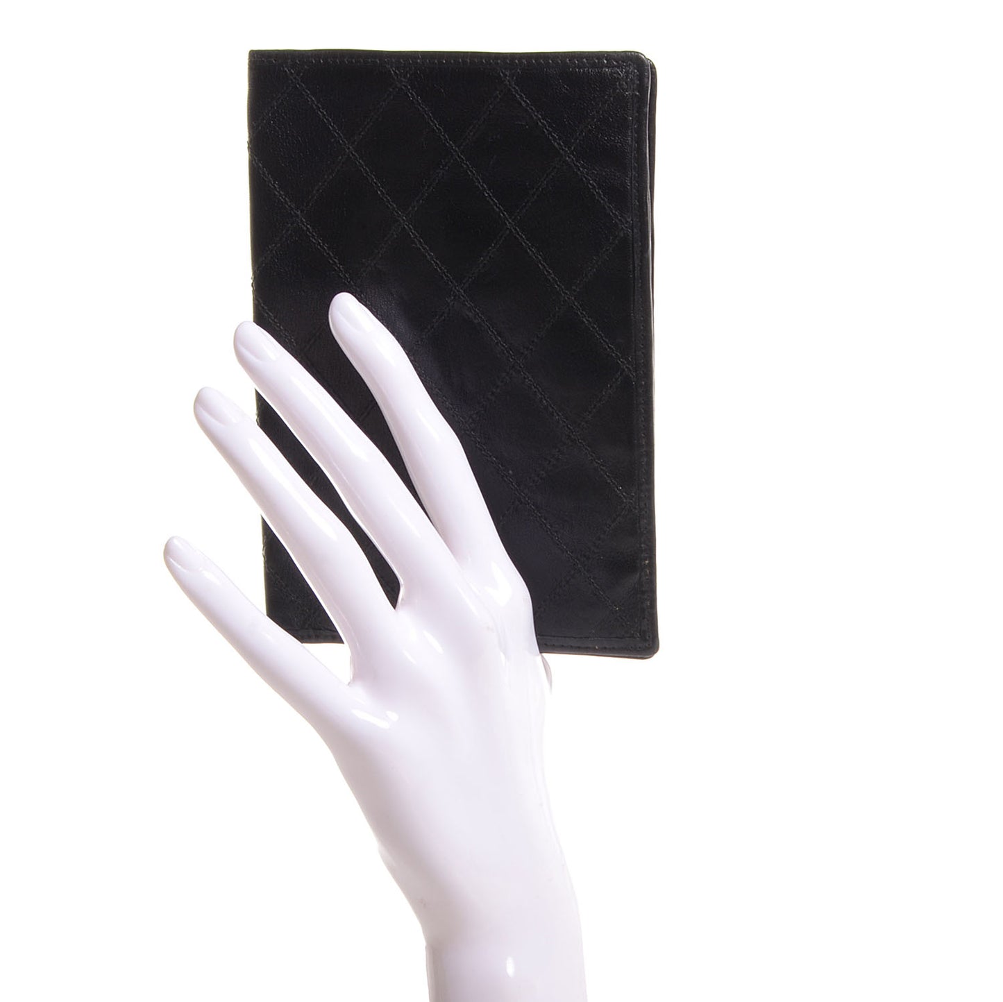 Lambskin Diamond Stitched Passport Holder Wallet Black