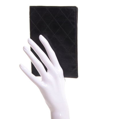 Chanel Lambskin Diamond Stitched Passport Holder Wallet Black 2 of 8