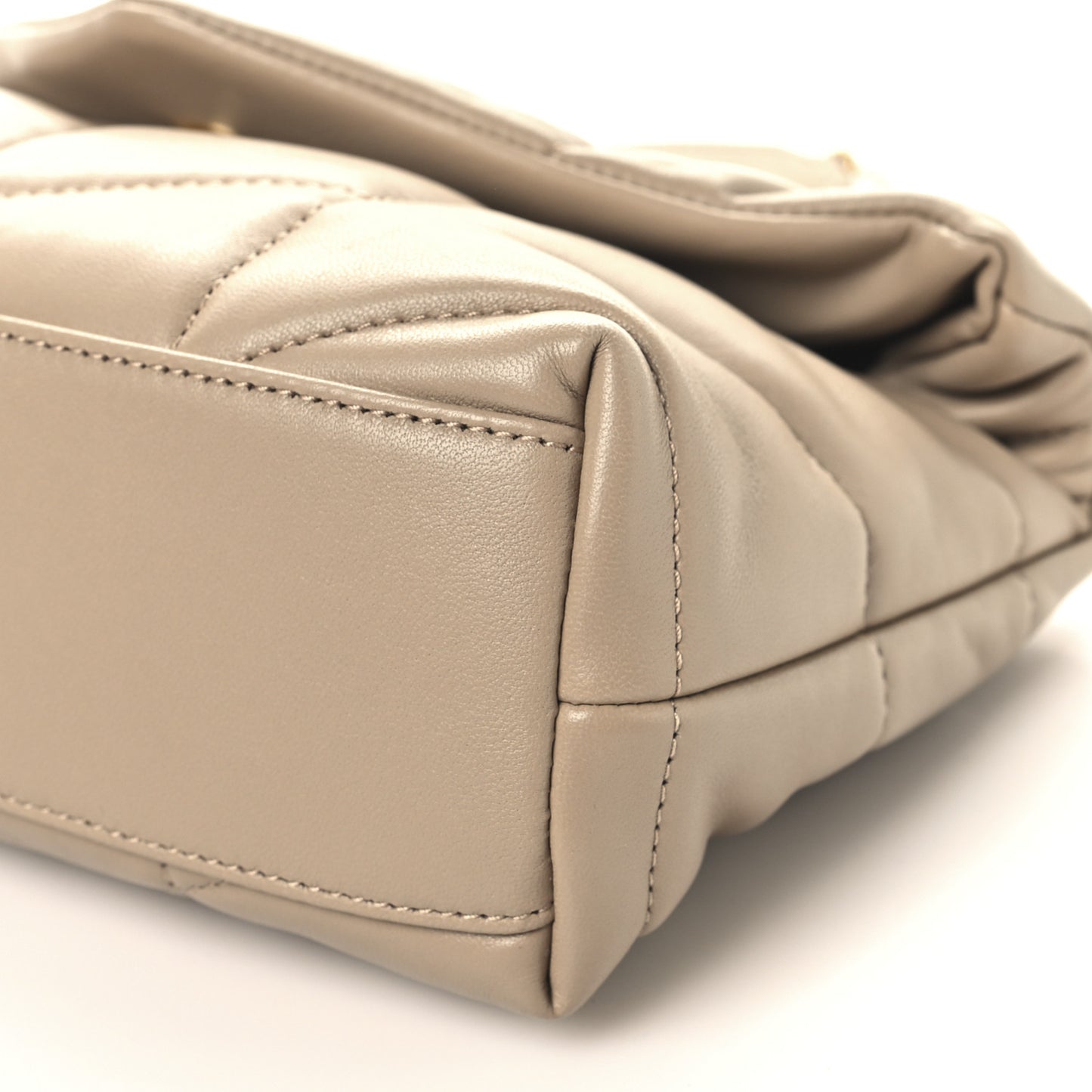Lambskin Quilted Toy Loulou Puffer Monogram Chain Satchel Dark Beige