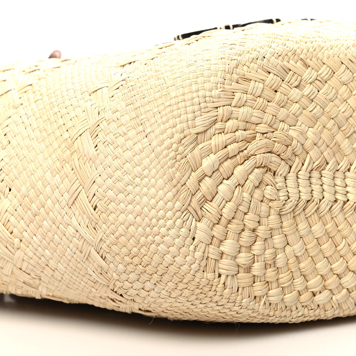 Calfskin Raffia Small Anagram Basket Tote Bag Natural Tan