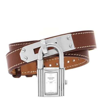 Hermes Stainless Steel Barenia 20mm Kelly Cadena Double Tour Quartz Watch Fauve 2 of 4