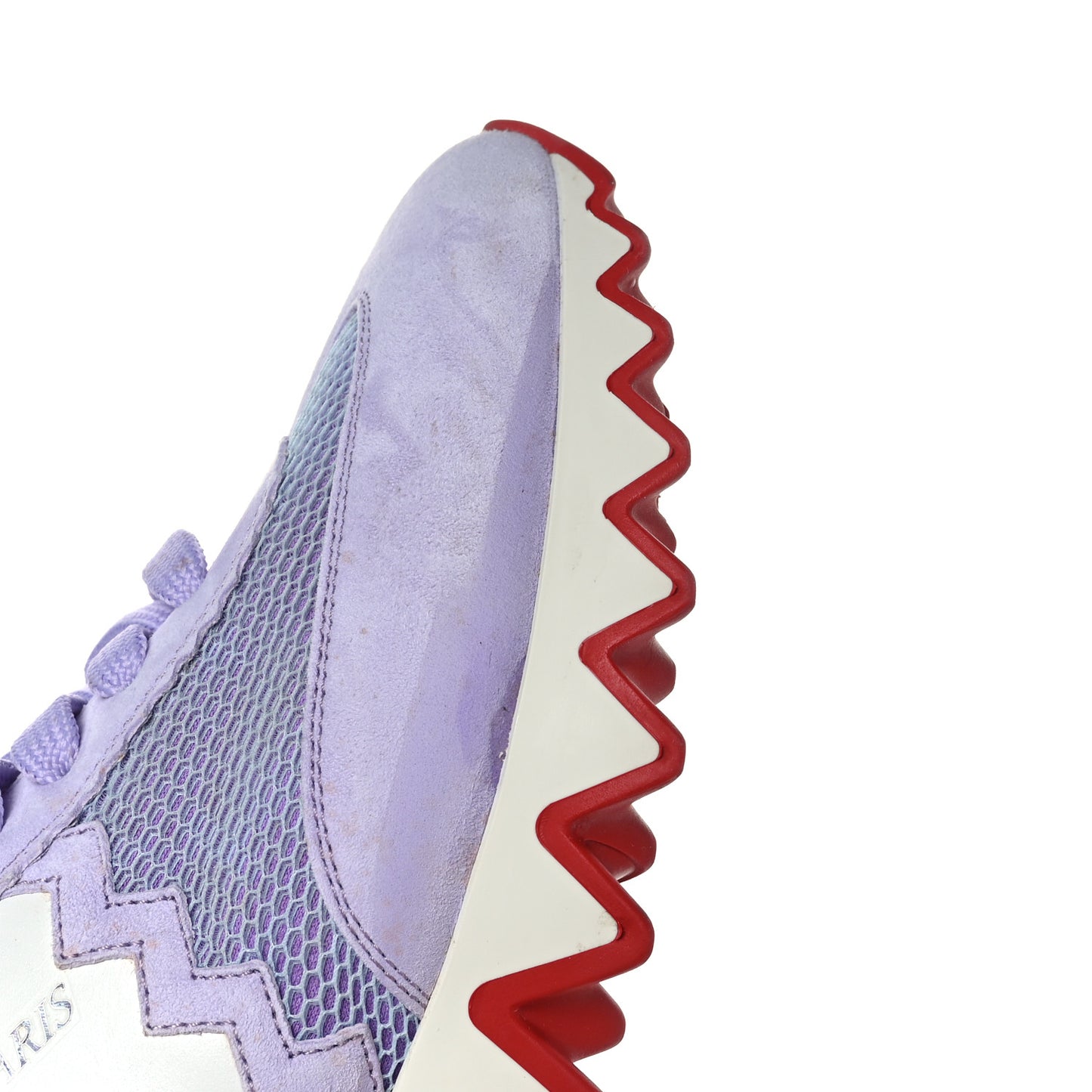 Suede Mesh Calfskin Neoprene Loubishark Sneakers 40 Lilac Smoke