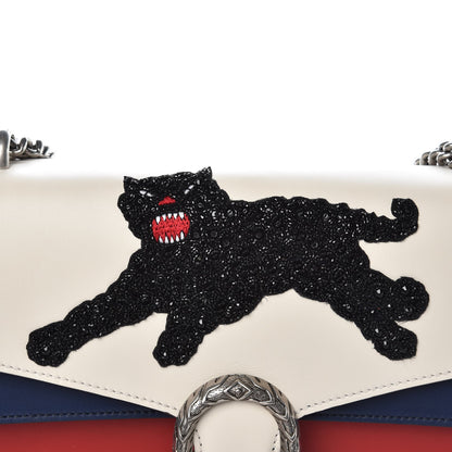 Gucci Calfskin Panther Embroidered Medium Dionysus Shoulder Bag White Blue Hibiscus Red 9 of 10