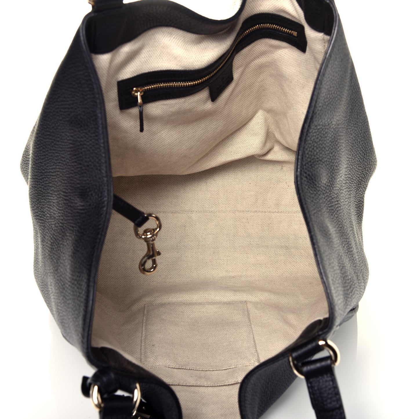 Pebbled Calfskin Medium Soho Shoulder Bag Black
