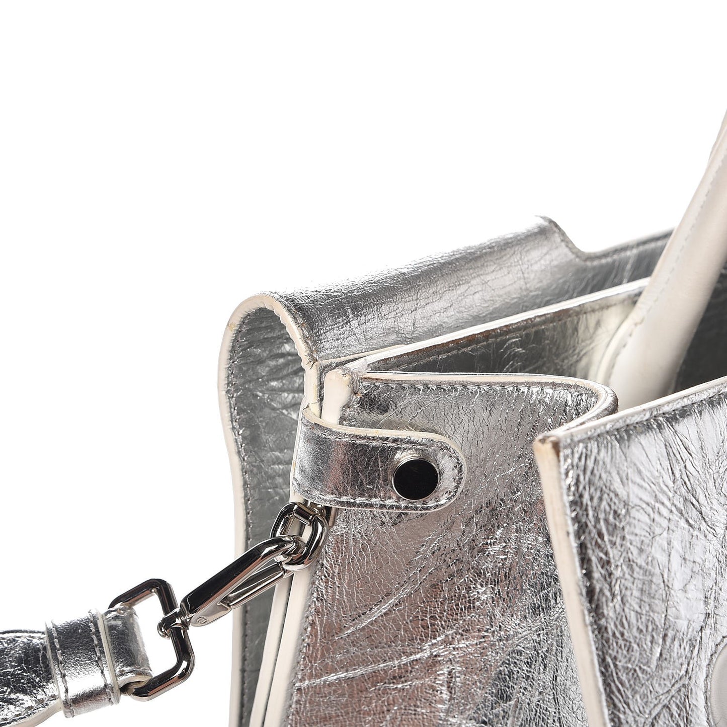 Metallic Calfskin Large Diorever Flap Silver
