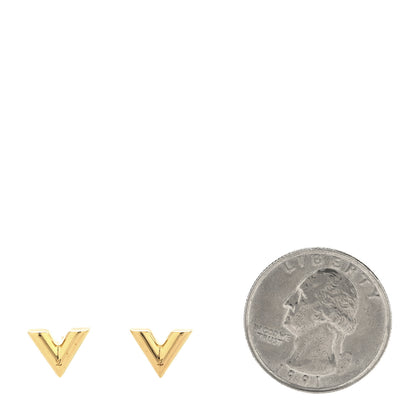 Louis Vuitton Brass Essential V Stud Earrings Gold 2 of 5