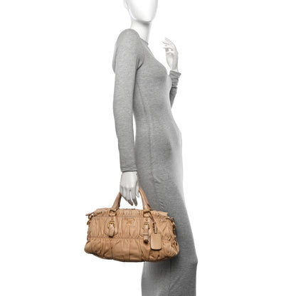 Prada Nappa Gaufre Buckle Satchel Cammello 2 of 15