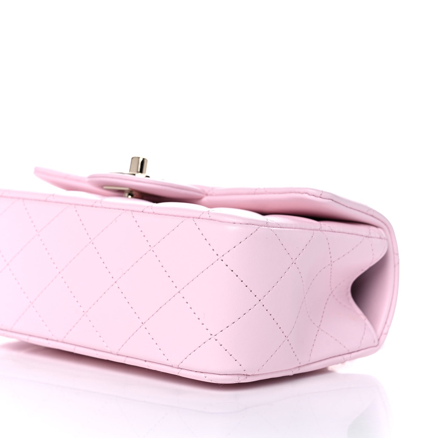 Lambskin Quilted Mini Top Handle Rectangular Flap Light Pink