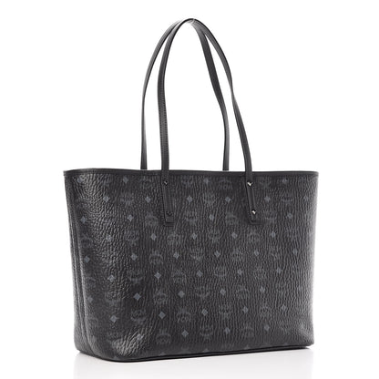 MCM Visetos Medium Anya Zip Top Shopper Tote Black 4 of 12