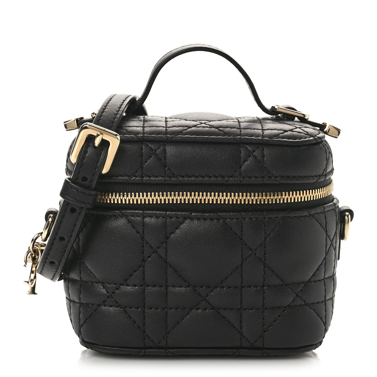 Lambskin Cannage Micro Lady Dior Vanity Case Black