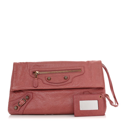Balenciaga Agneau Giant 12 Rose Gold Hardware Envelope Clutch Rose Bruyere 1 of 6