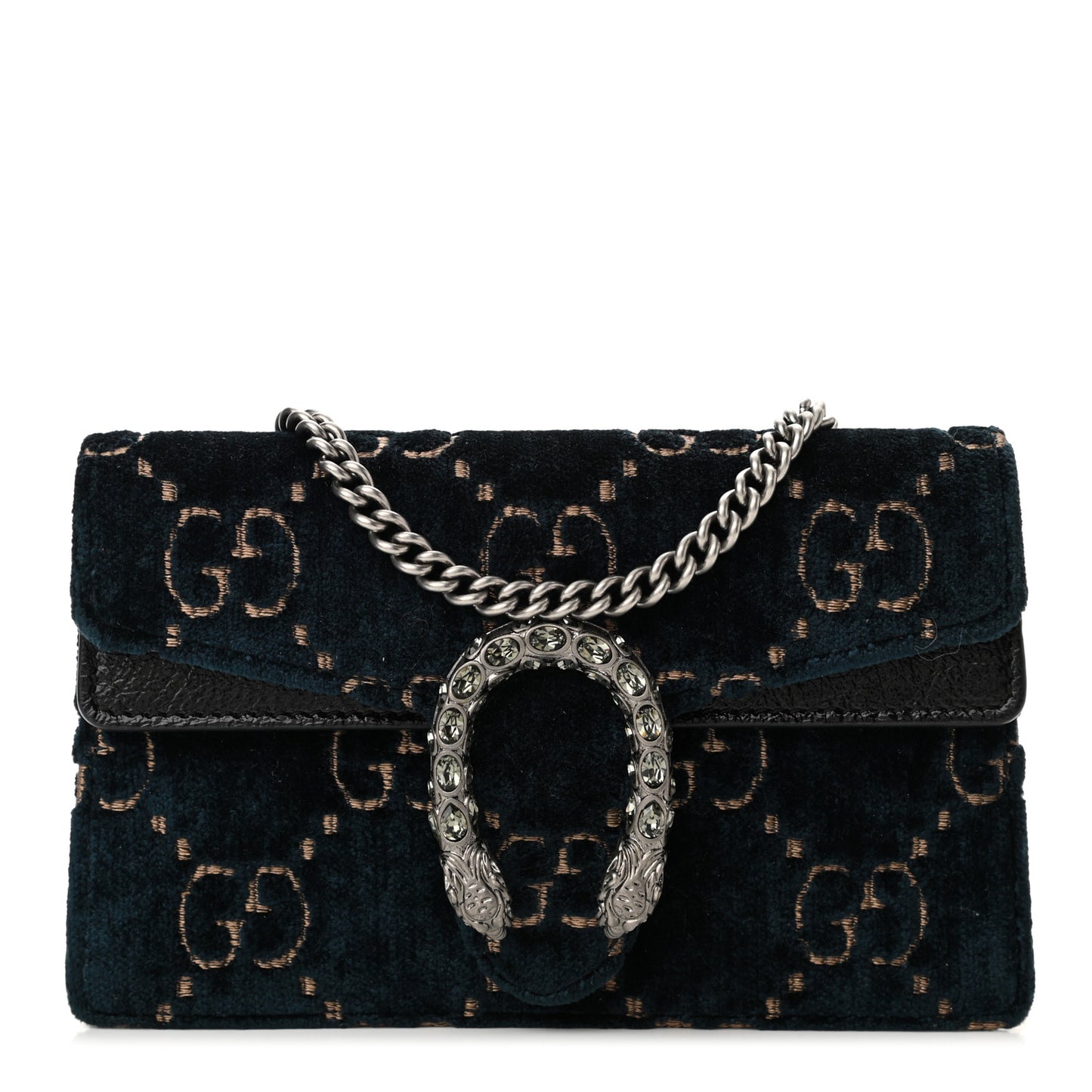 Velvet GG Monogram Super Mini Dionysus Shoulder Bag Blue Beige Black