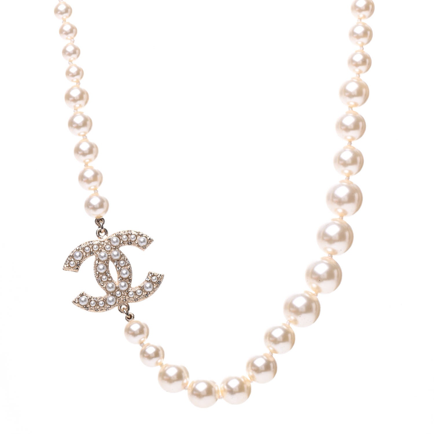 Chanel Pearl CC 100th Anniversary Necklace Light Gold 1 of 6