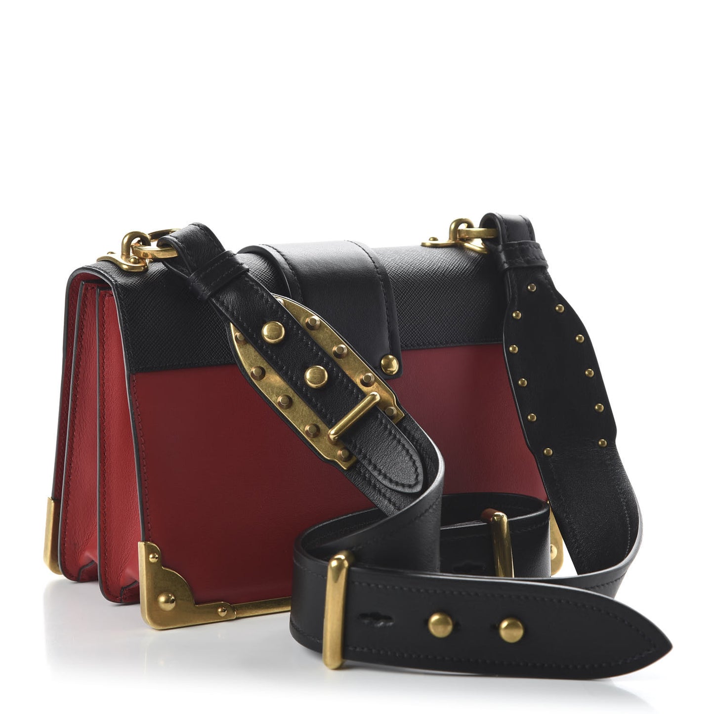 City Calfskin Saffiano Cahier Bag Fuoco Black