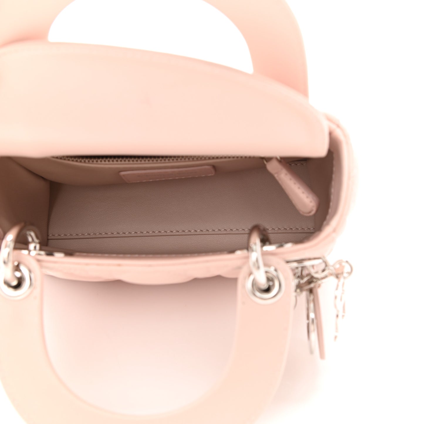 Lambskin Cannage Mini Lady Dior Crystal Strap Rose Poudre