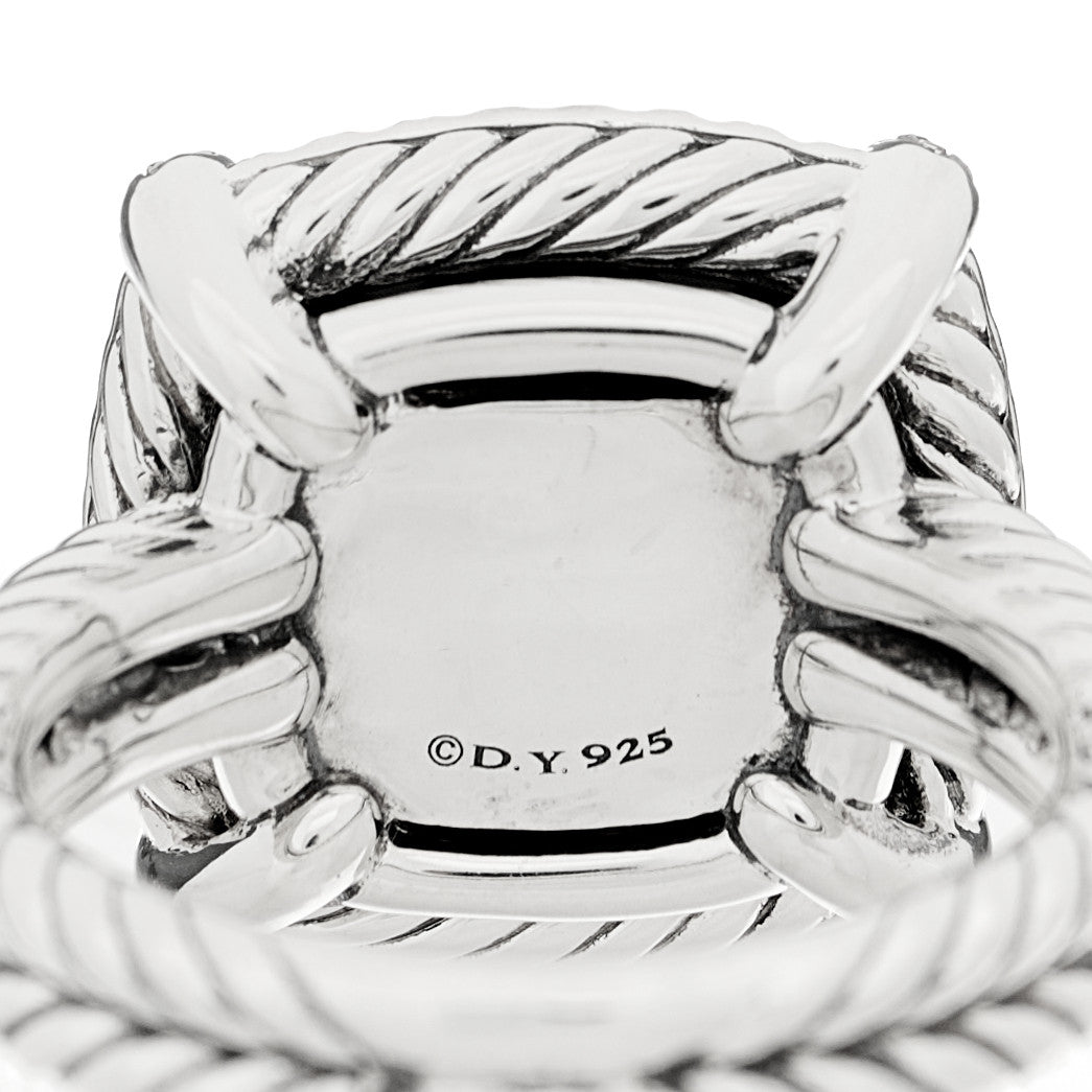 Sterling Silver Diamond Black Onyx 14mm Chatelaine Ring 57 8