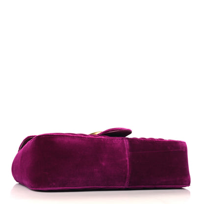 Gucci Velvet Matelasse Small GG Marmont Shoulder Bag Fuchsia Violet Cyclamen 4 of 11