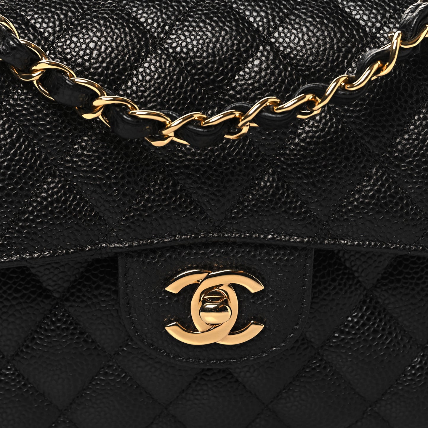 Caviar Quilted Small Double Flap Black