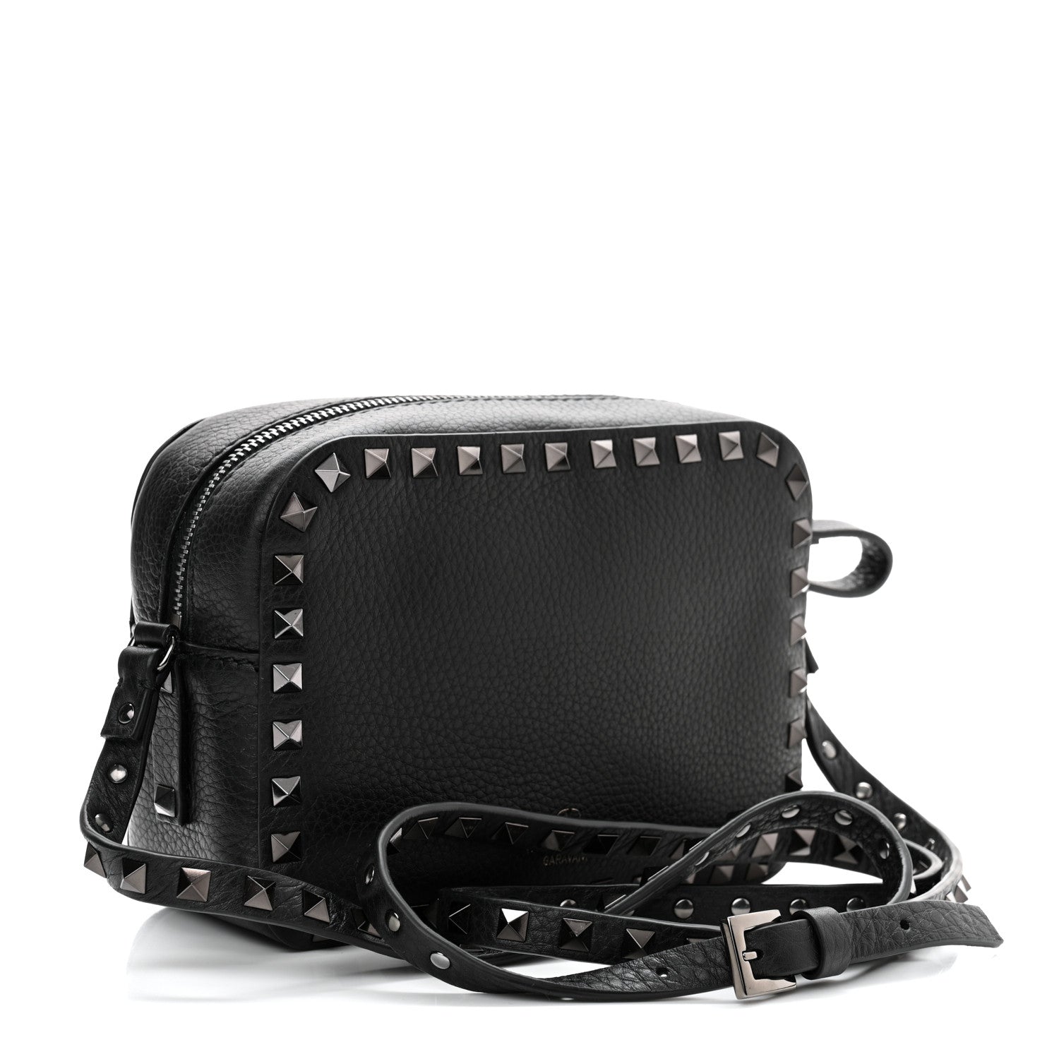 Valentino Garavani Pebbled Calfskin Rockstud Camera Crossbody Bag Black 3 of 10