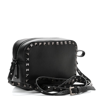 Valentino Garavani Pebbled Calfskin Rockstud Camera Crossbody Bag Black 3 of 10