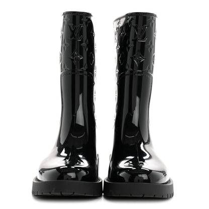 Louis Vuitton Rubber Embossed Monogram Drops Flat Half Boots 38 Black 2 of 9