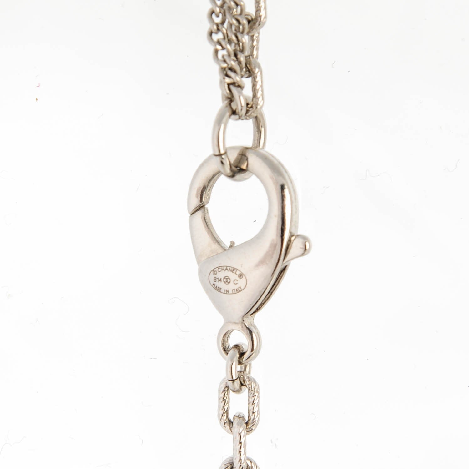 Chanel Pearl Baguette Crystal CC Long Necklace Silver 4 of 5