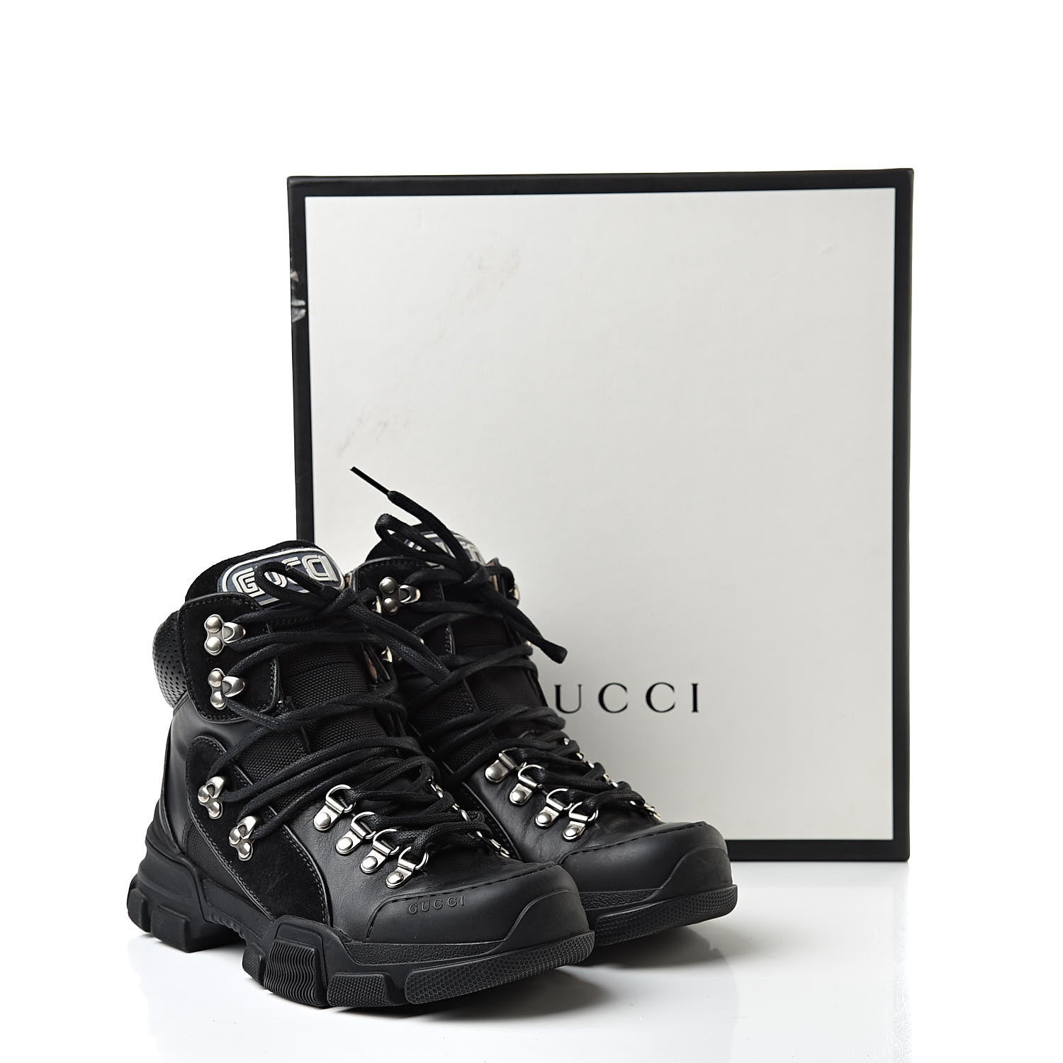Gucci X SEGA Calfskin Suede Technical Canvas Womens Flashtrek High-Top Sneakers 37 Black 8 of 8