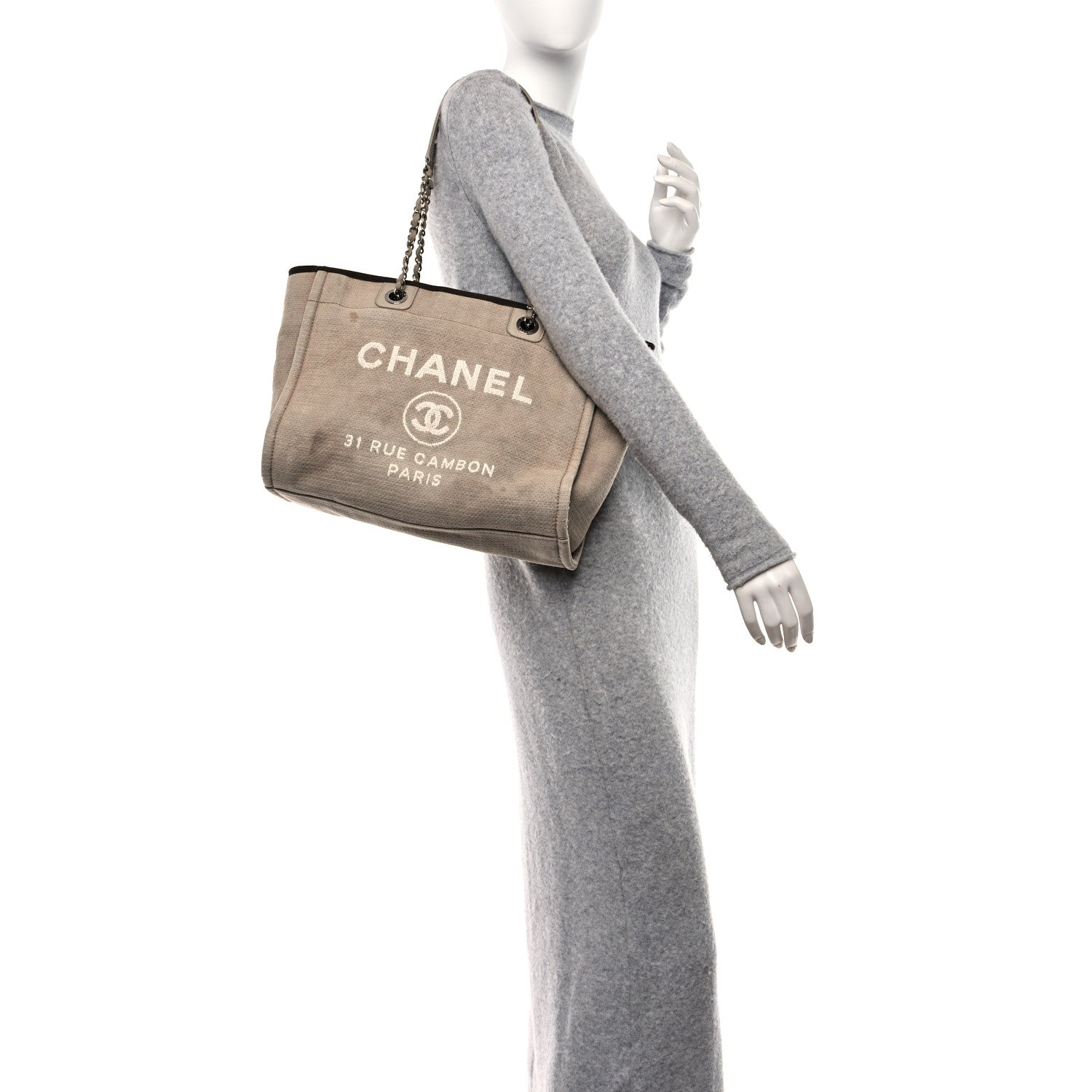 Chanel Mixed Fibers Calfskin Small Deauville Tote Beige Brown 2 of 15
