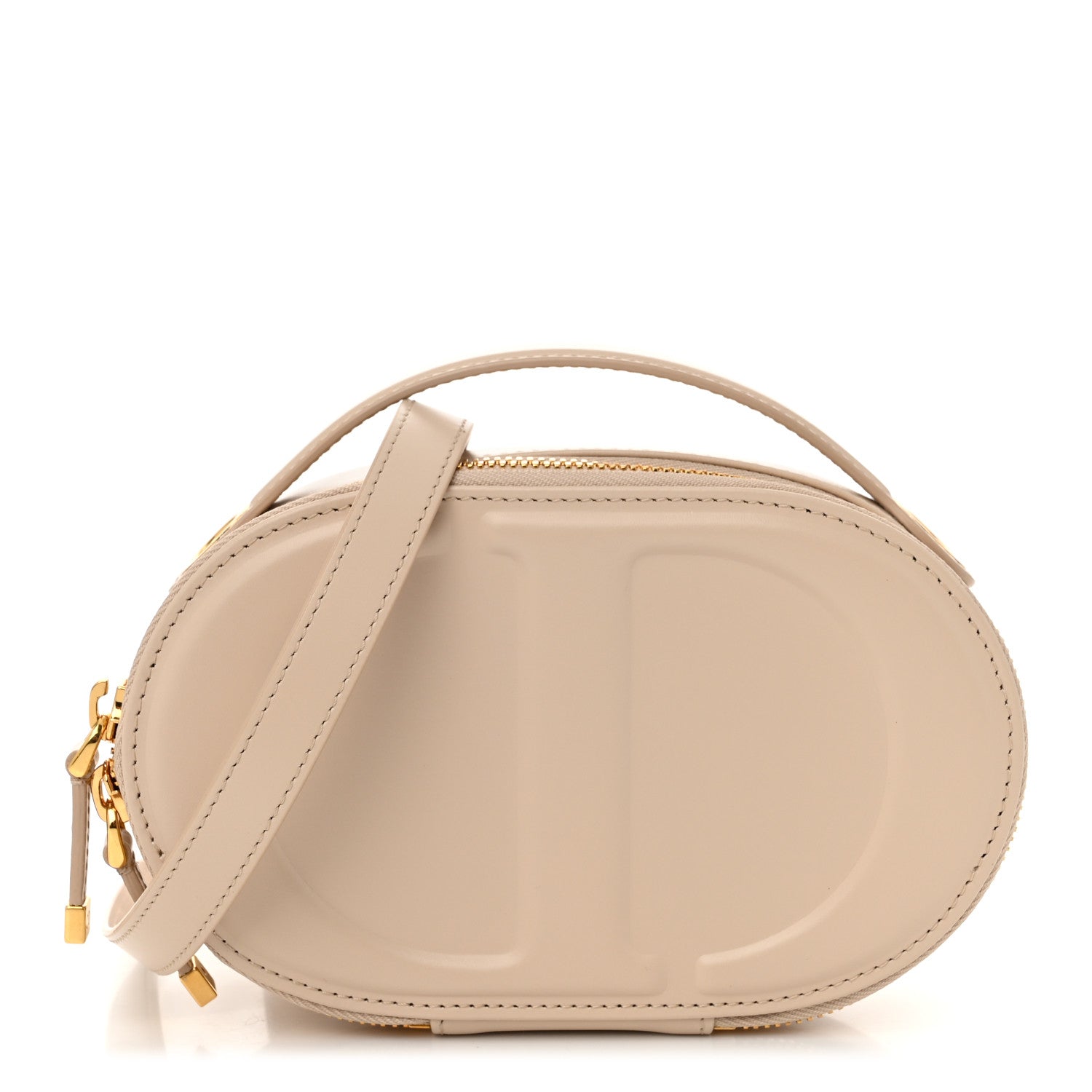 Christian Dior Calfskin CD Signature Oval Crossbody Camera Bag Beige 1 of 11