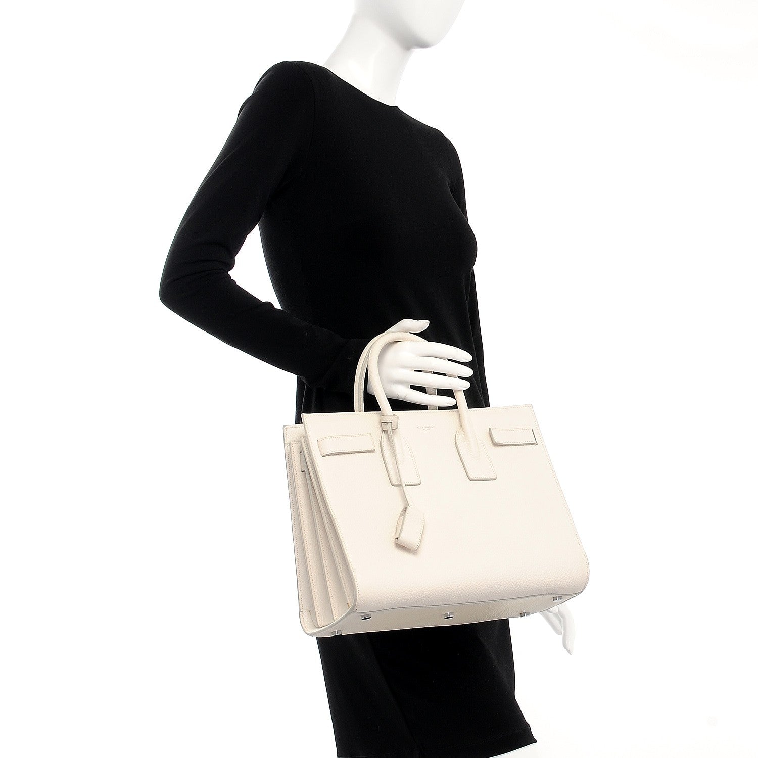 Saint Laurent Grained Calfskin Small Sac De Jour Dove White 3 of 20