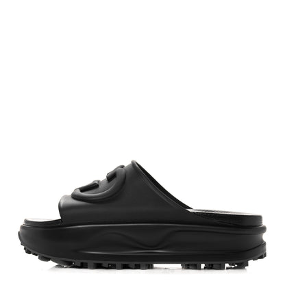 Gucci Soft Rubber Womens Interlocking G Platform 42mm Slide Sandals 41 Black 1 of 9