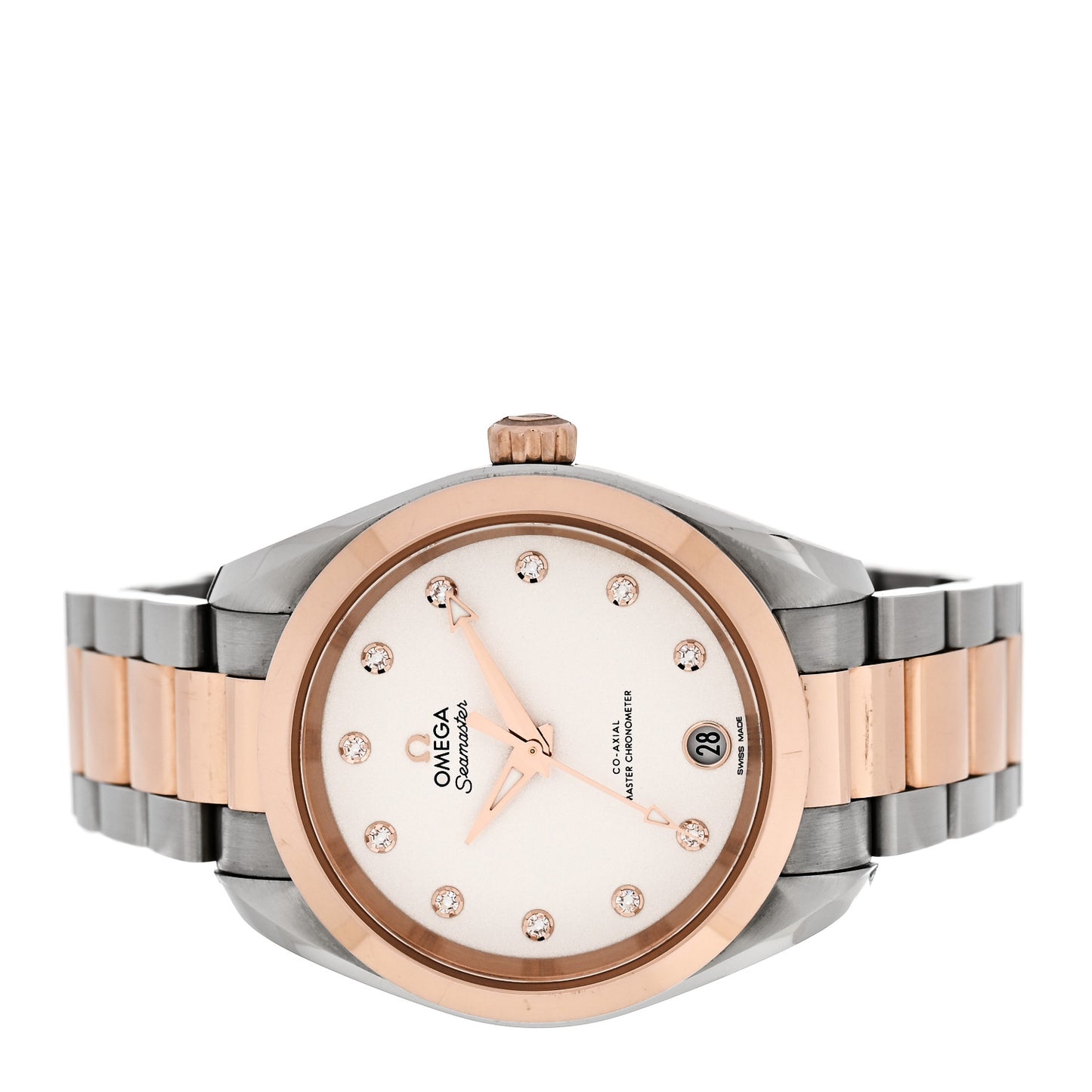Stainless Steel 18K Sedna Gold Diamond 34mm Seamaster Aqua Terra Co-Axial Automatic Watch Silver 220.20.34.20.52.001