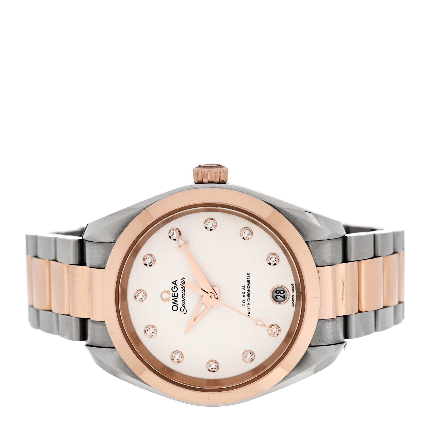 Omega Stainless Steel 18K Sedna Gold Diamond 34mm Seamaster Aqua Terra Co-Axial Automatic Watch Silver 220.20.34.20.52.001 2 of 5