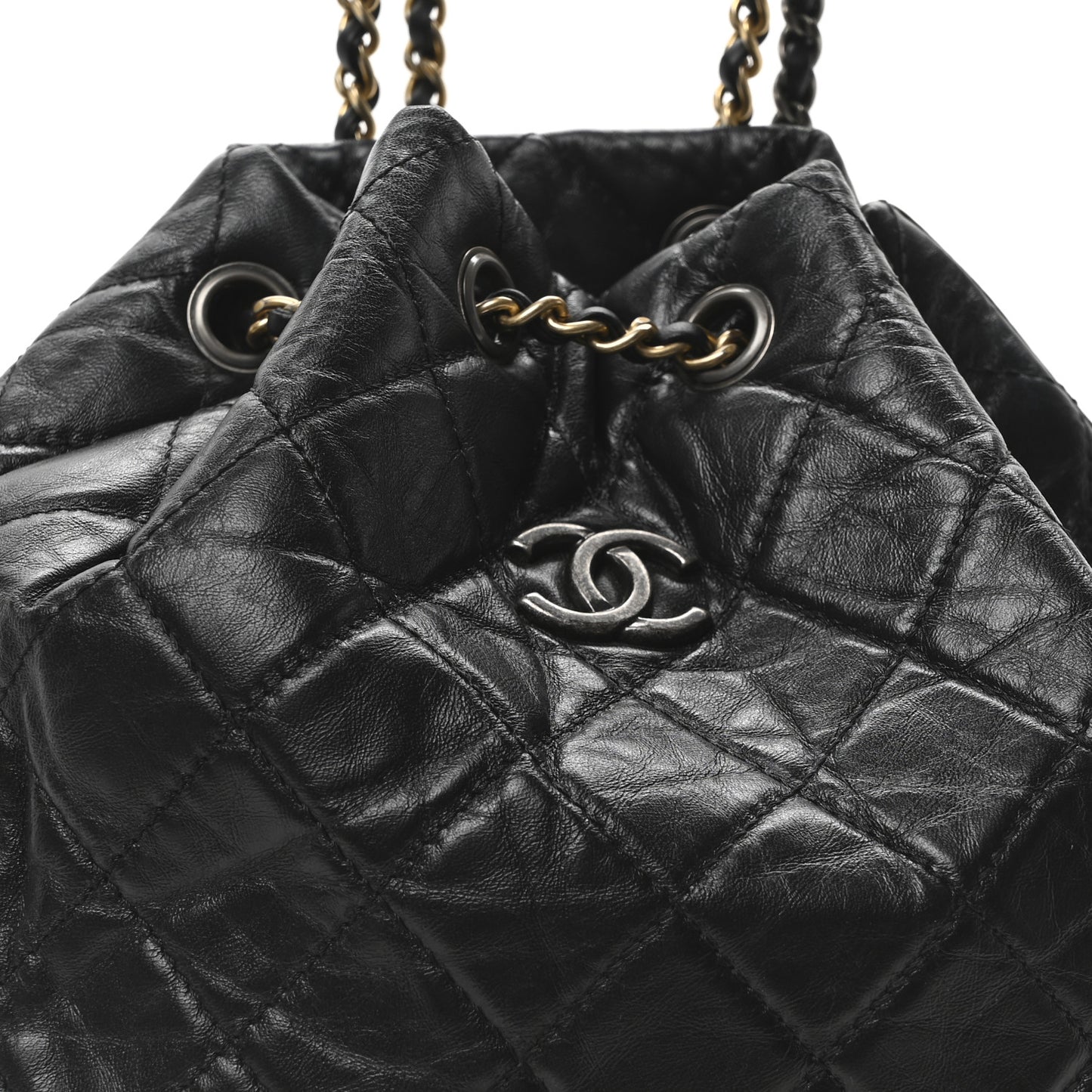 Aged Calfskin Quilted Small Gabrielle Backpack Black