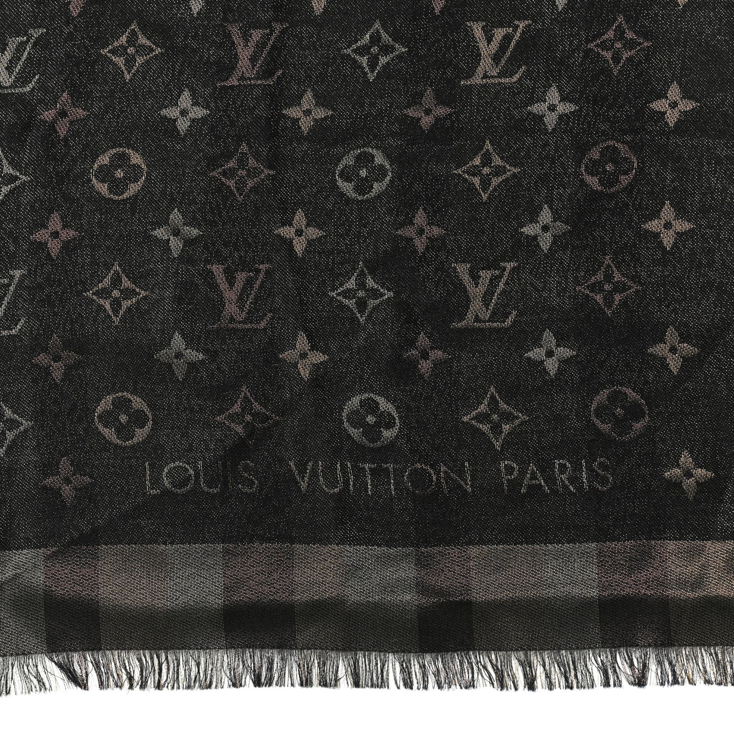 Silk Lurex Wool So Shine Monogram Shawl Black