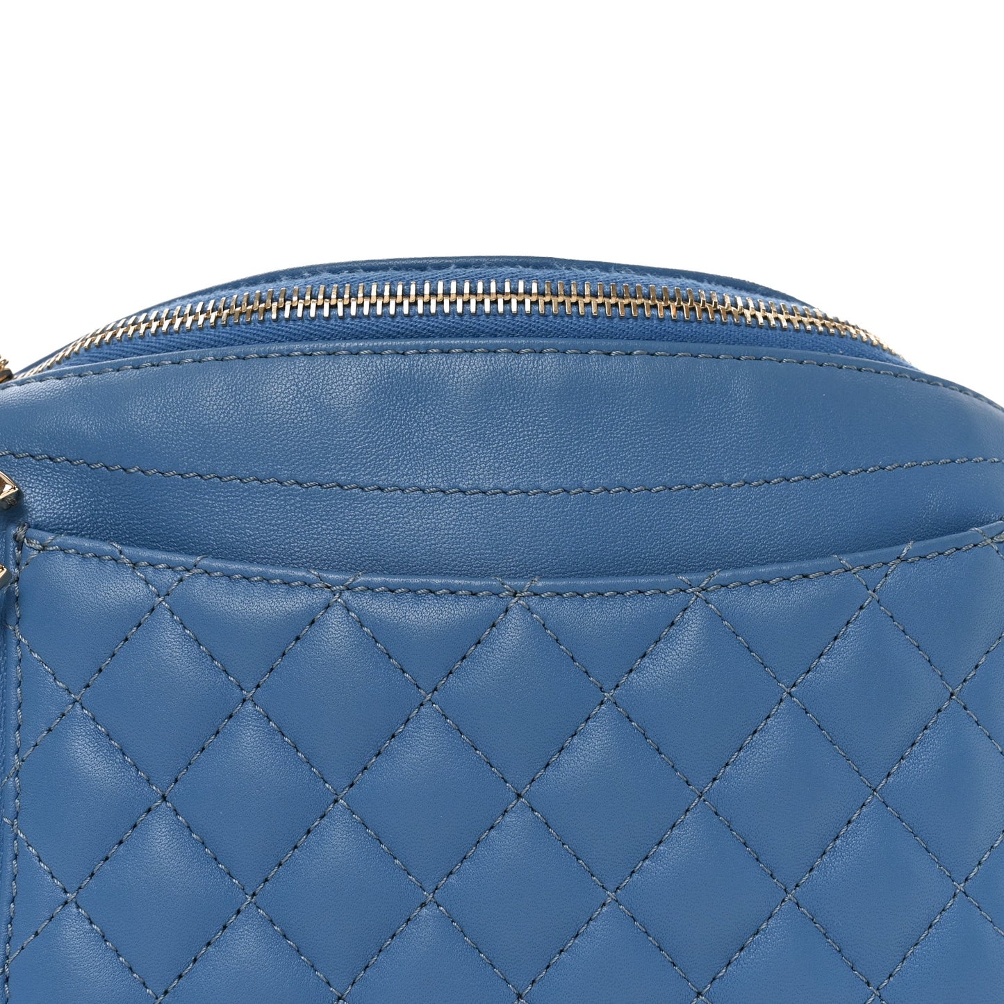 Lambskin Quilted Bi Waist Bag Pack Blue
