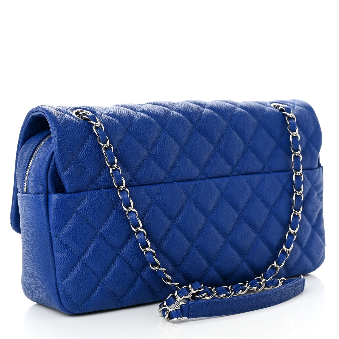 Caviar Quilted Jumbo Easy Flap Blue