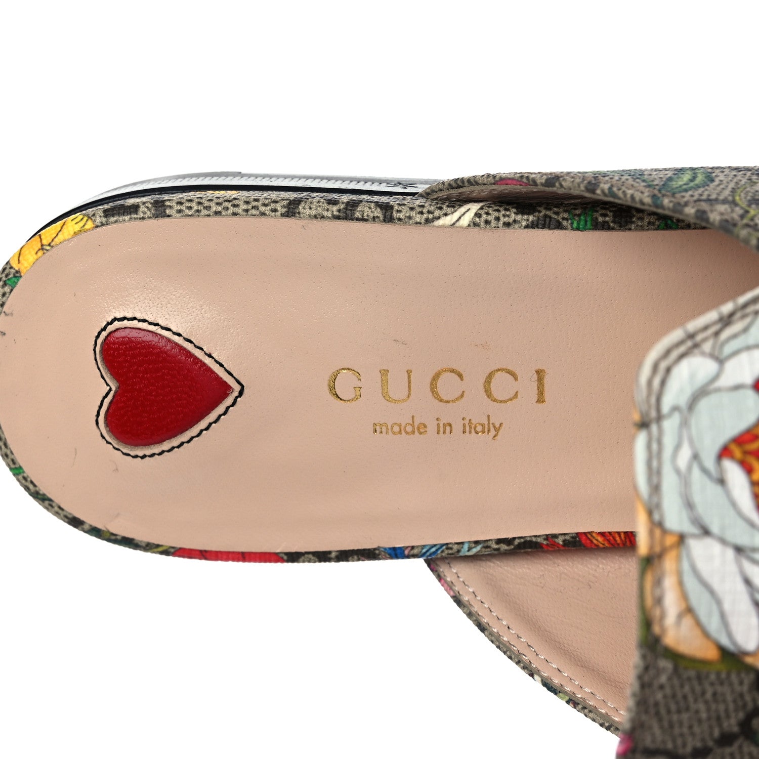 Gucci GG Supreme Monogram Flora Womens Princetown Slippers 36.5 Beige Ebony Multicolor Rosso 8 of 9