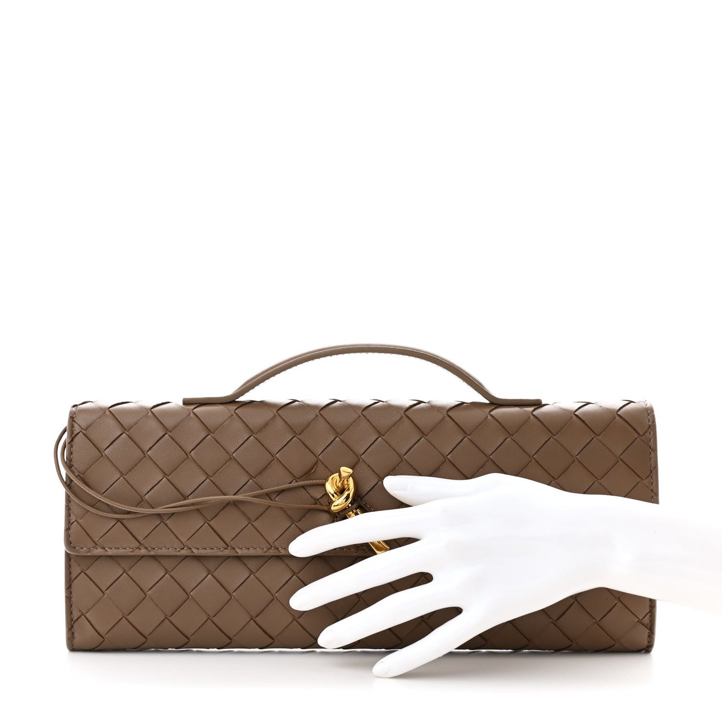 Nappa Intrecciato Long Andiamo Top Handle Clutch Pinecone