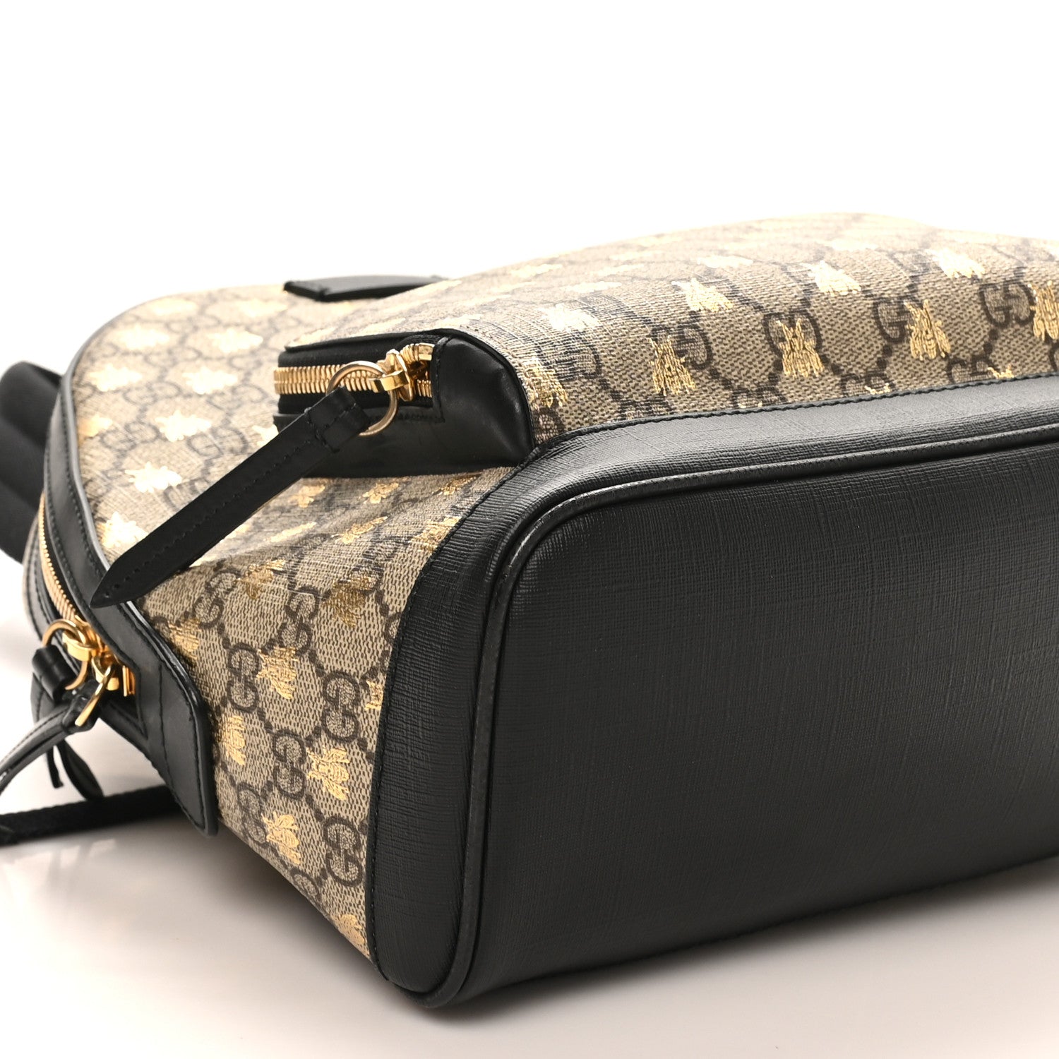 Gucci GG Supreme Monogram Bees Print Small Day Backpack Beige Oro Black 9 of 10