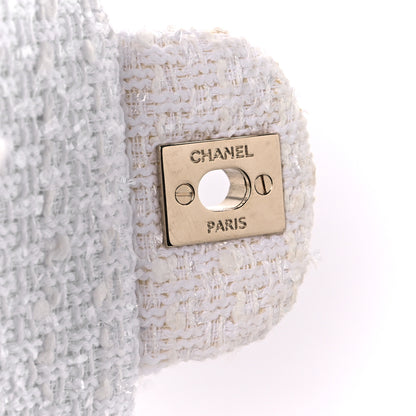 Chanel Metallic Tweed Medium Double Flap White Gold 7 of 11